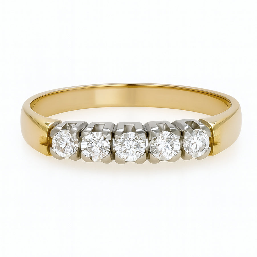 Anello - 18 carati Oro bianco, Oro giallo - 0.175ct. tw. Diamante (Naturale)