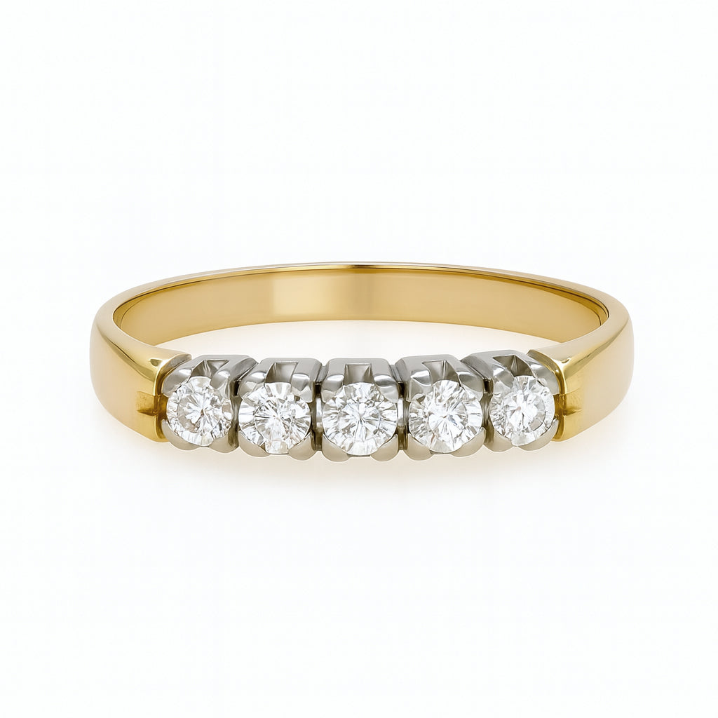 Anello - 18 carati Oro bianco, Oro giallo - 0.175ct. tw. Diamante (Naturale)