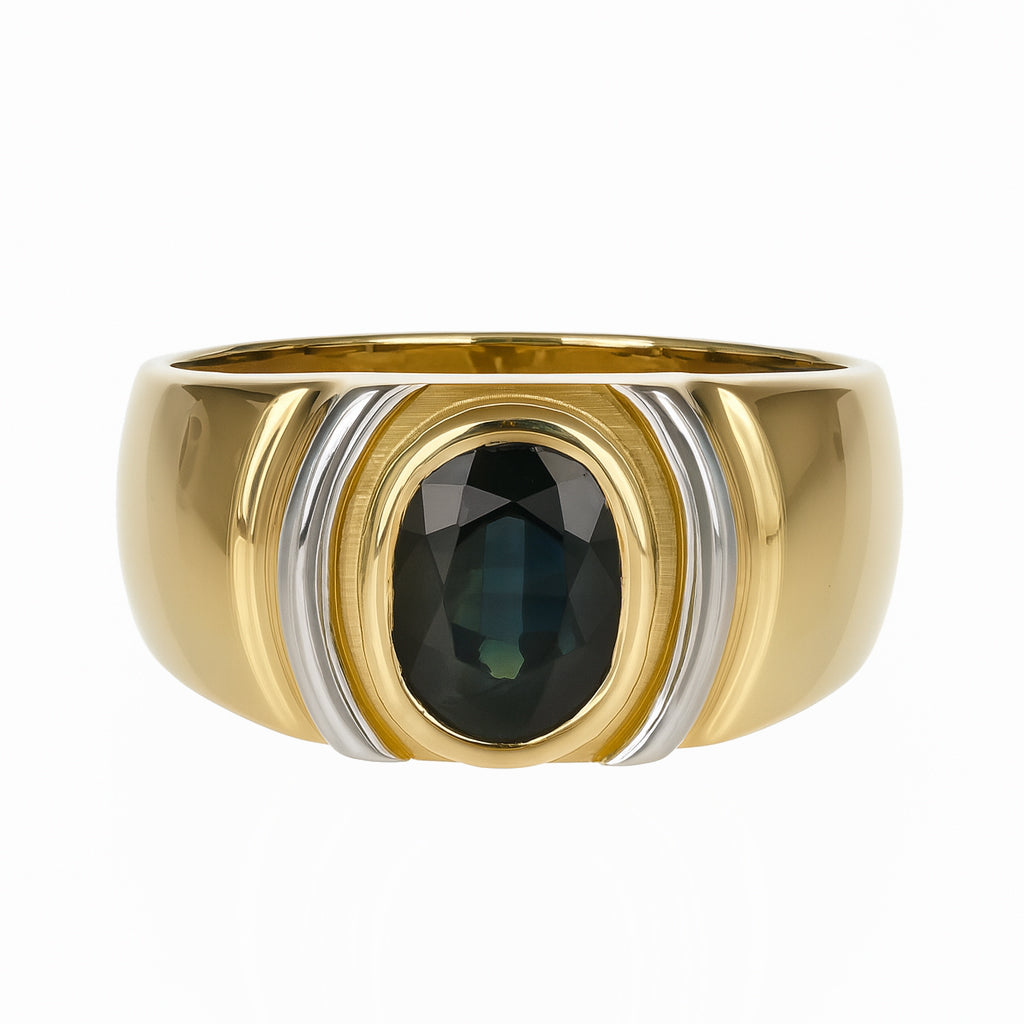 Anello - 18 carati Oro giallo, Oro bianco - 1.25ct. tw. Zaffiro