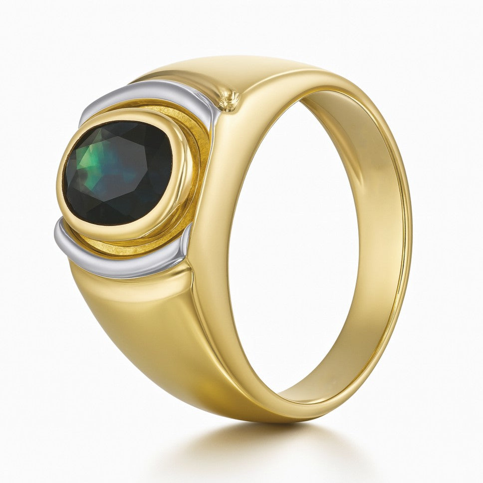 Anello - 18 carati Oro giallo, Oro bianco - 1.25ct. tw. Zaffiro