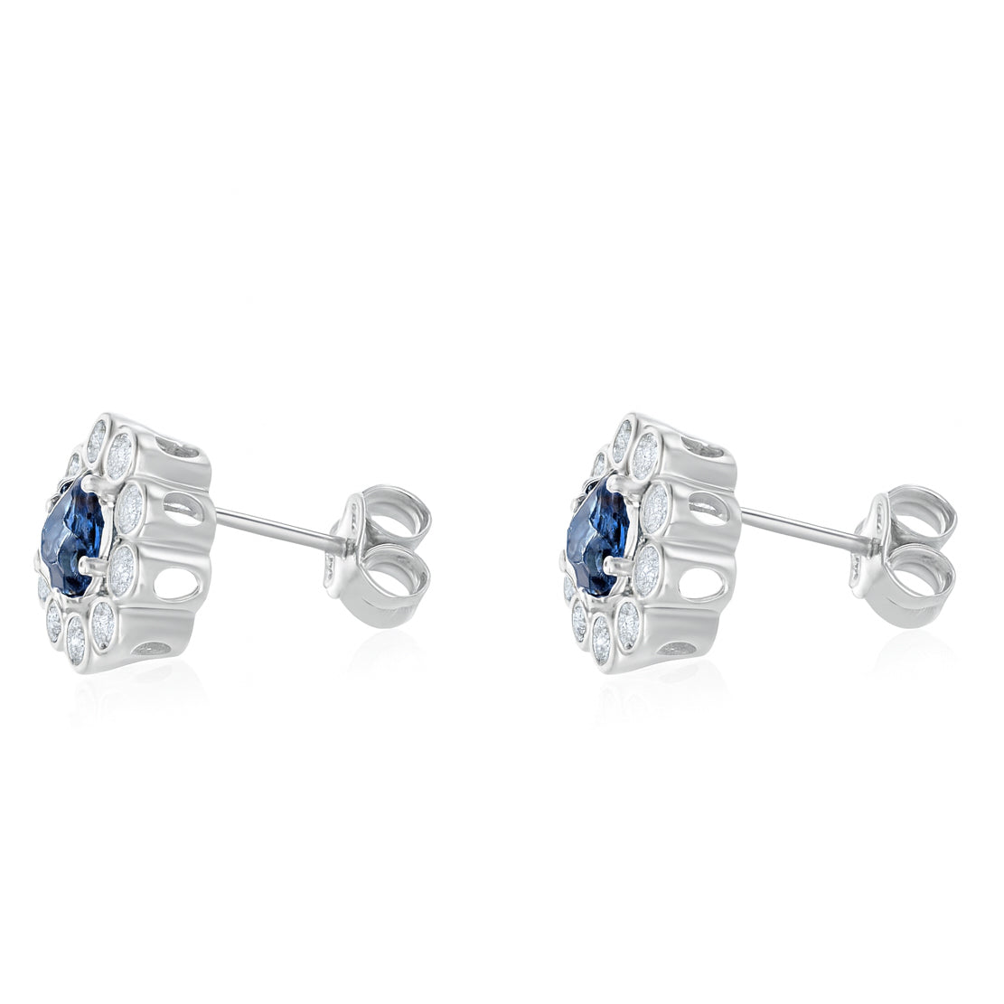 Orecchini - 18 carati Oro bianco - 1.94ct. tw. Zaffiro - Diamante