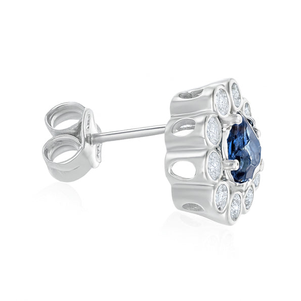 Orecchini - 18 carati Oro bianco - 1.94ct. tw. Zaffiro - Diamante