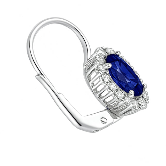 Orecchini - 18 carati Oro bianco - 3.03ct. tw. Zaffiro - Diamante