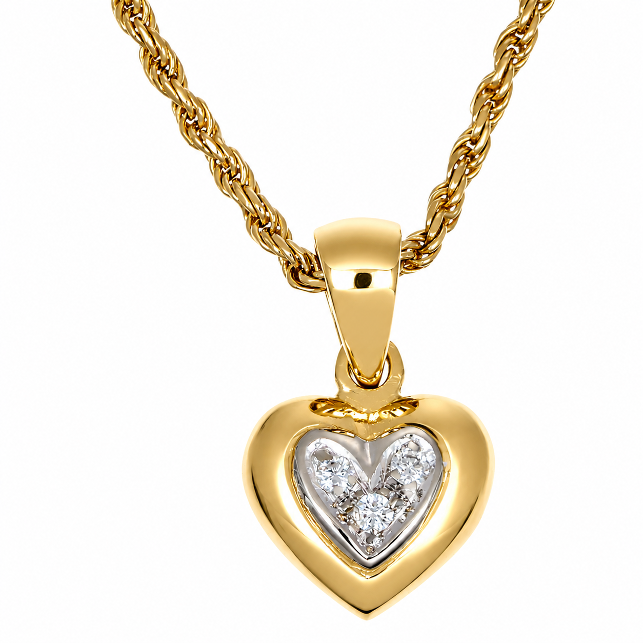 Collana con ciondolo - 18 carati Oro bianco, Oro giallo - 0.06ct. tw. Diamante (Naturale) - Made in Italy - Handmade