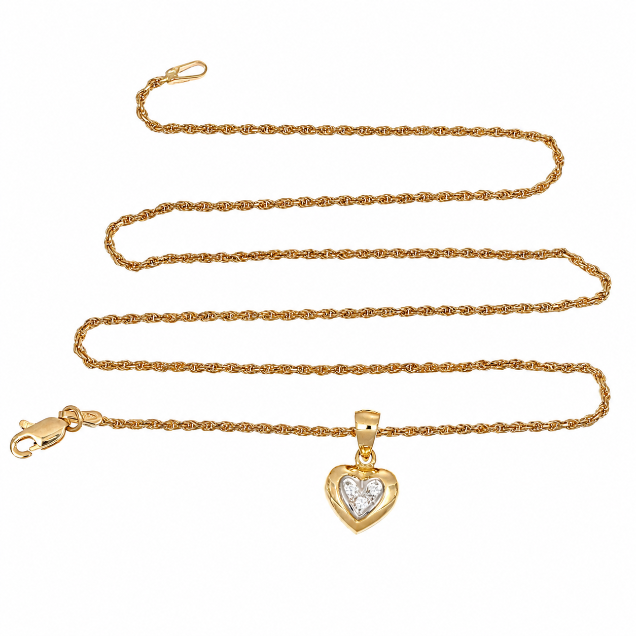 Collana con ciondolo - 18 carati Oro bianco, Oro giallo - 0.06ct. tw. Diamante (Naturale) - Made in Italy - Handmade