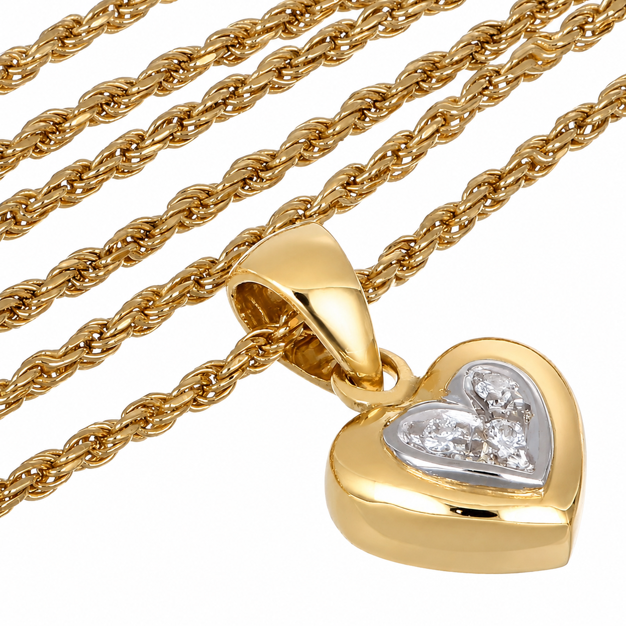 Collana con ciondolo - 18 carati Oro bianco, Oro giallo - 0.06ct. tw. Diamante (Naturale) - Made in Italy - Handmade