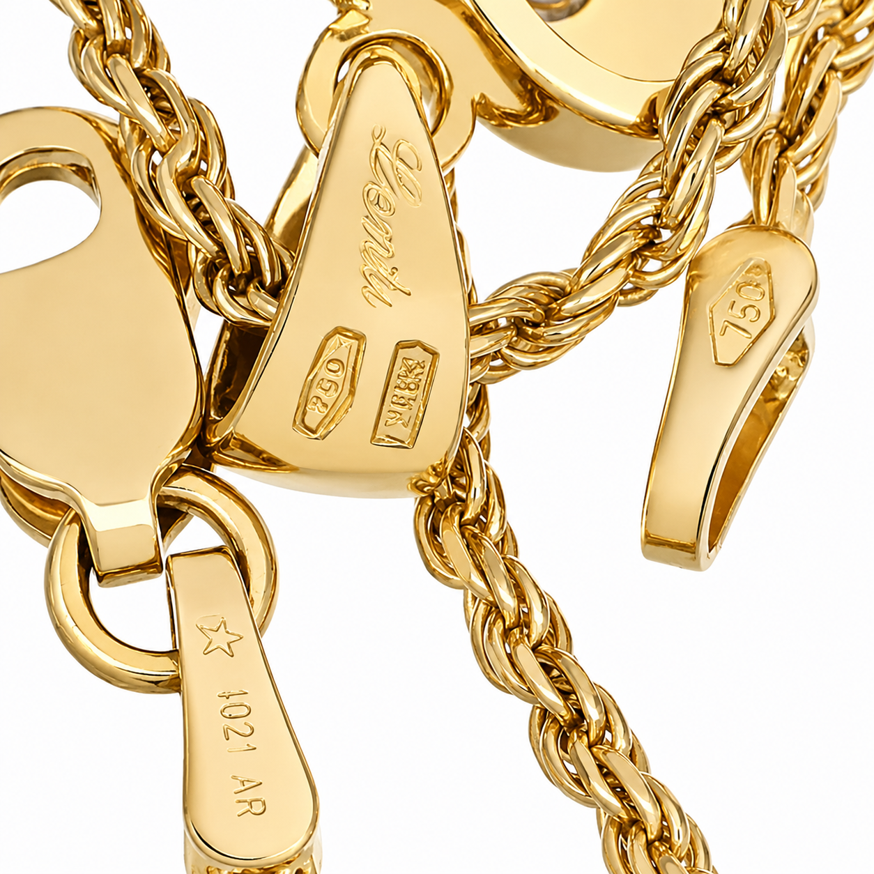 Collana con ciondolo - 18 carati Oro bianco, Oro giallo - 0.06ct. tw. Diamante (Naturale) - Made in Italy - Handmade