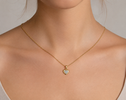 Collana con ciondolo - 18 carati Oro bianco, Oro giallo - 0.06ct. tw. Diamante (Naturale) - Made in Italy - Handmade