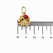 Ciondolo - 18 carati Oro giallo Corallo - Made In Italy - Handmade