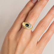 Anello - 18 carati Oro giallo, Oro bianco - 0.43ct. tw. Zaffiro - Diamante - Made in Italy - Handmade