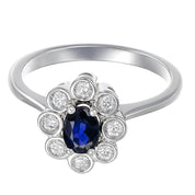 Anello - 18 carati Oro bianco - 0.69ct. tw. Zaffiro - Diamante