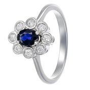 Anello - 18 carati Oro bianco - 0.69ct. tw. Zaffiro - Diamante