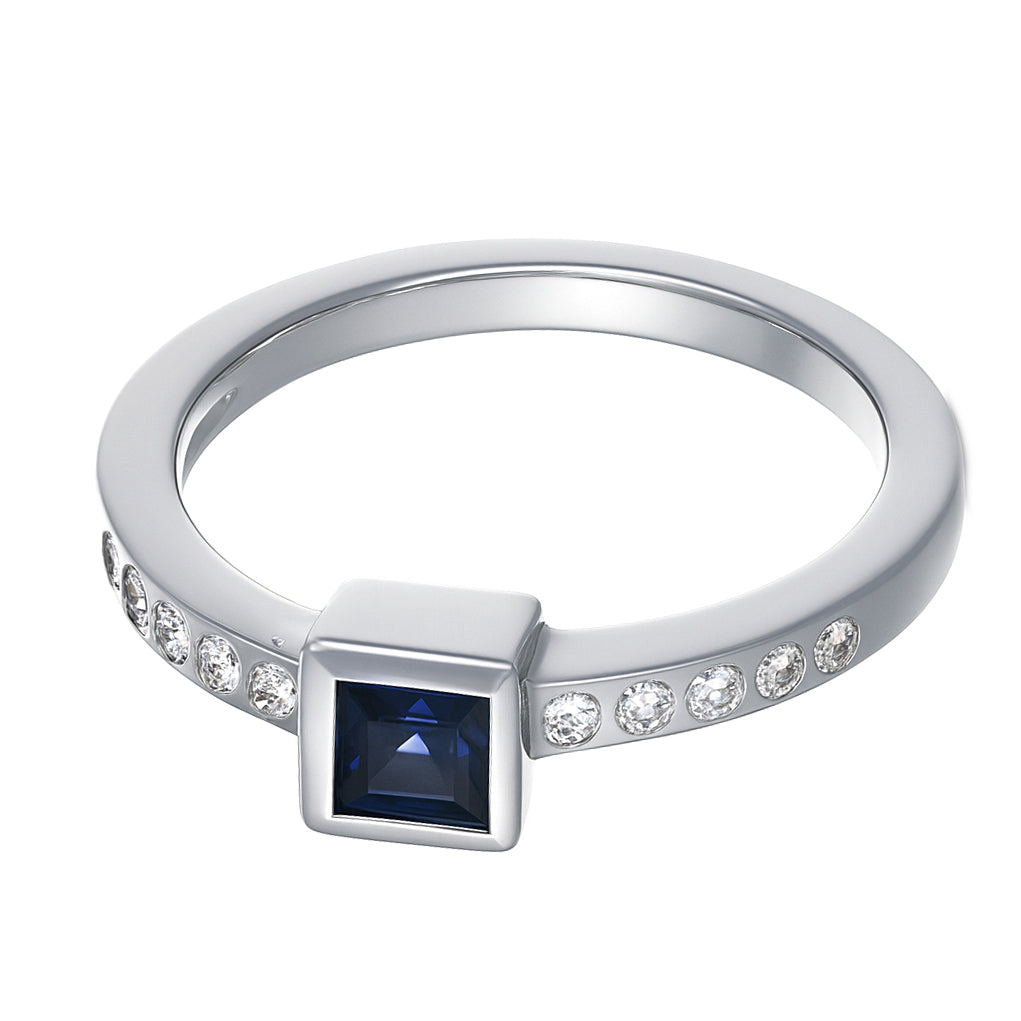 Anello - 18 carati Oro bianco - 0.25ct. tw. Zaffiro - Diamante