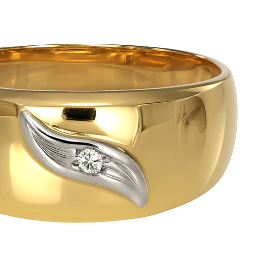 Anello - 18 carati Oro bianco, Oro giallo - 0.02ct. tw. Diamante (Naturale)