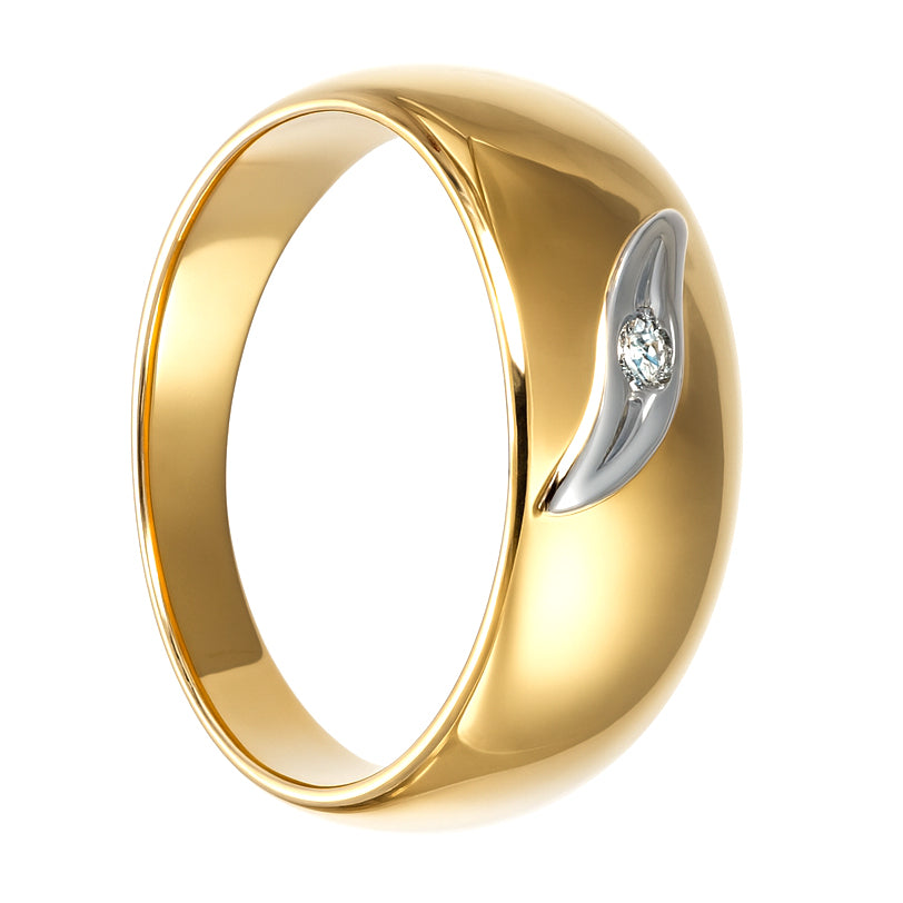 Anello - 18 carati Oro bianco, Oro giallo - 0.02ct. tw. Diamante (Naturale)