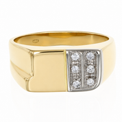 Anello - 18 carati Oro bianco, Oro giallo - 0.12ct. tw. Diamante (Naturale) - Made in Italy - Handmade