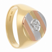Anello - 18 carati Oro bianco, Oro giallo, Oro rosa - 0.06ct. tw. Diamante (Naturale) - Made in Italy - Handmade