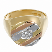 Anello - 18 carati Oro bianco, Oro giallo, Oro rosa - 0.06ct. tw. Diamante (Naturale) - Made in Italy - Handmade