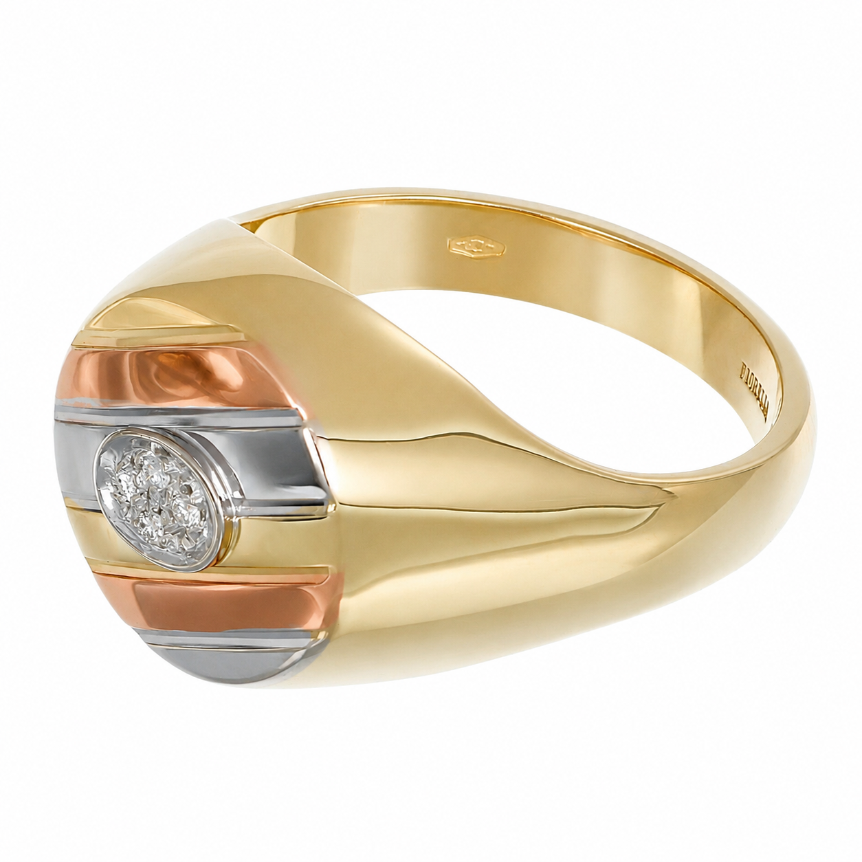 Anello - 18 carati Oro bianco, Oro giallo, Oro rosa - 0.06ct. tw. Diamante (Naturale) - Made in Italy - Handmade