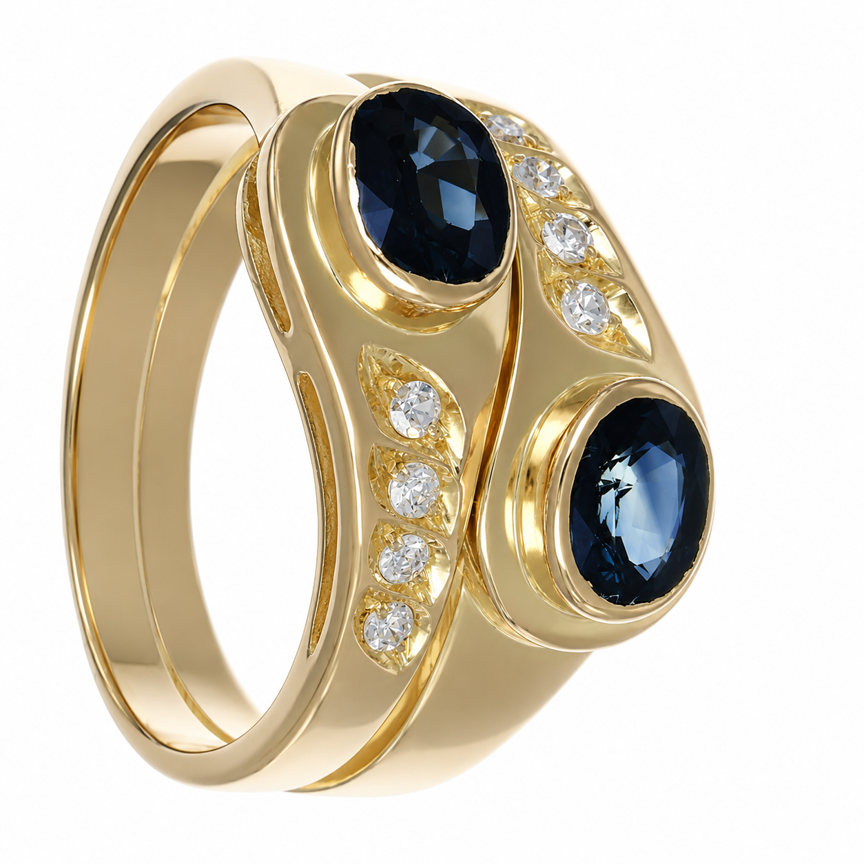 Anello - 18 carati Oro giallo - 1.16ct. tw. Zaffiro - Diamante - Made in Italy - Handmade