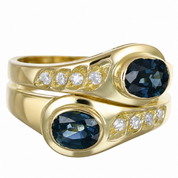 Anello - 18 carati Oro giallo - 1.16ct. tw. Zaffiro - Diamante - Made in Italy - Handmade
