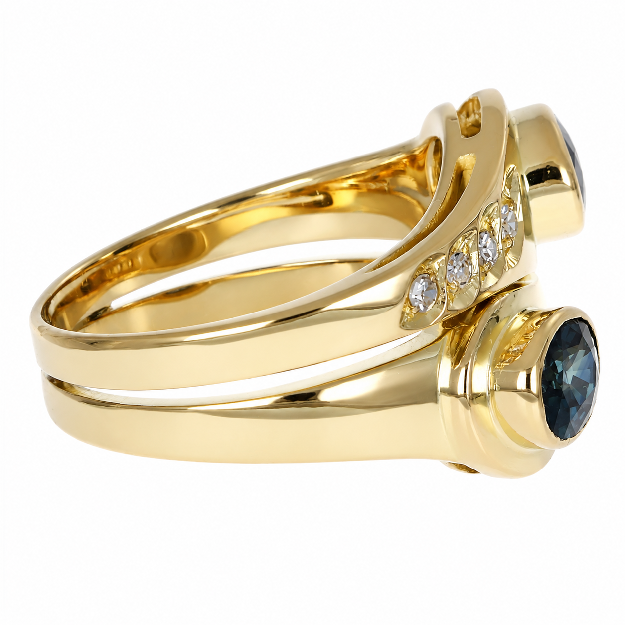 Anello - 18 carati Oro giallo - 1.16ct. tw. Zaffiro - Diamante - Made in Italy - Handmade