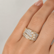 Anello - 18 carati Oro bianco, Oro giallo - 0.875ct. tw. Diamante (Naturale) - Made in Italy - Handmade