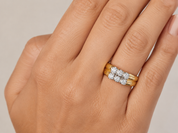 Anello - 18 carati Oro bianco, Oro giallo - 0.66ct. tw. Diamante (Naturale) - Made in Italy - Handmade
