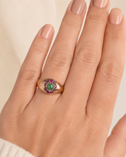 Anello - 18 carati Oro giallo - 0.40ct. tw. Giada - Rubino - Made in Italy - Handmade