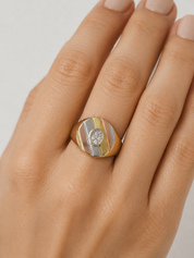 Anello - 18 carati Oro bianco, Oro giallo, Oro rosa - 0.06ct. tw. Diamante (Naturale) - Made in Italy - Handmade
