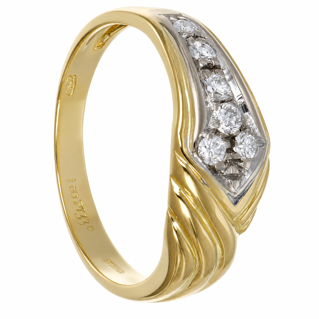 Anello - 18 carati Oro bianco, Oro giallo - 0.15ct. tw. Diamante (Naturale) - Made in Italy - Handmade