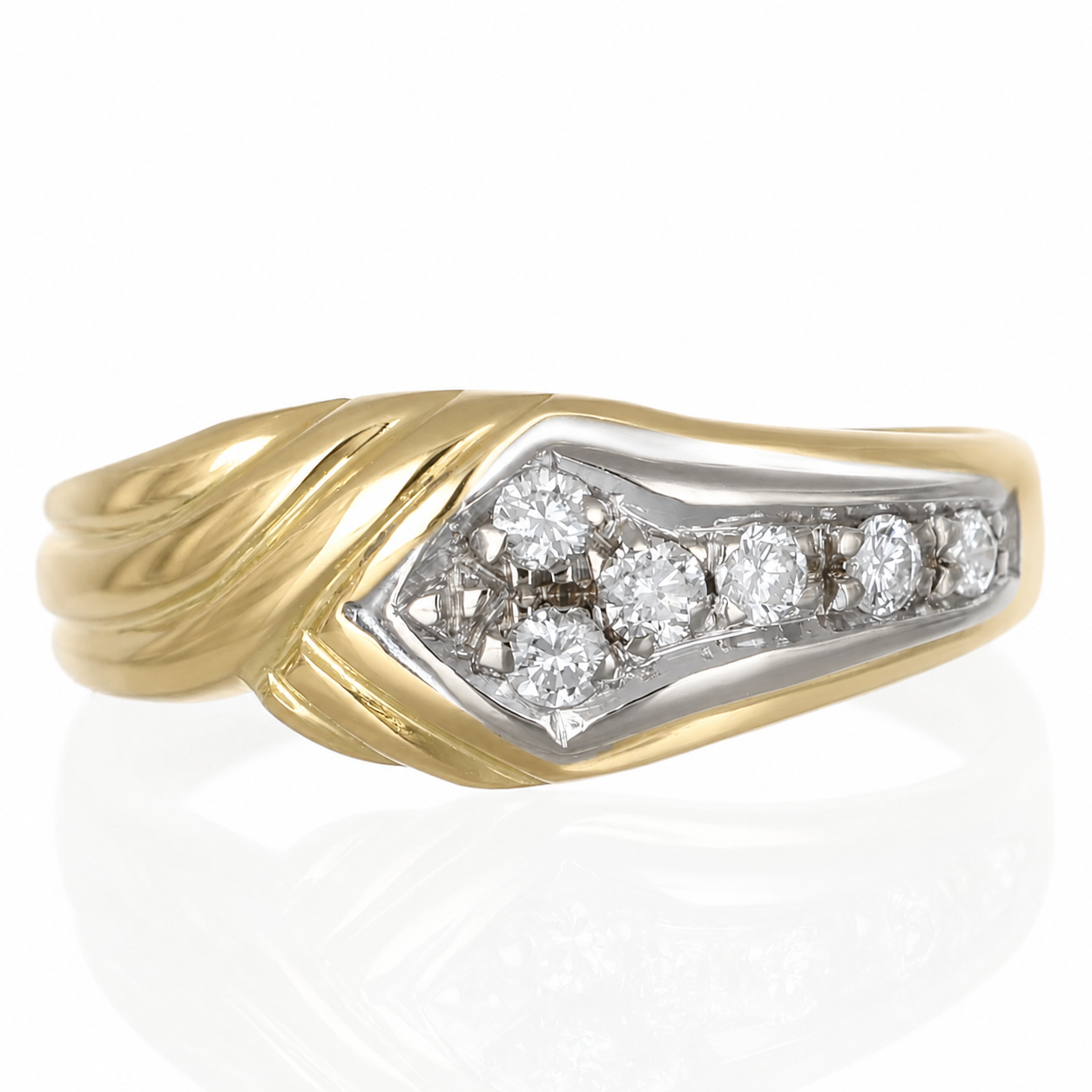 Anello - 18 carati Oro bianco, Oro giallo - 0.15ct. tw. Diamante (Naturale) - Made in Italy - Handmade