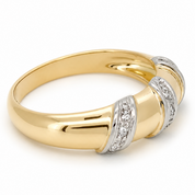 Anello - 18 carati Oro bianco, Oro giallo - 0.09ct. tw. Diamante (Naturale) - Made in Italy - Handmade