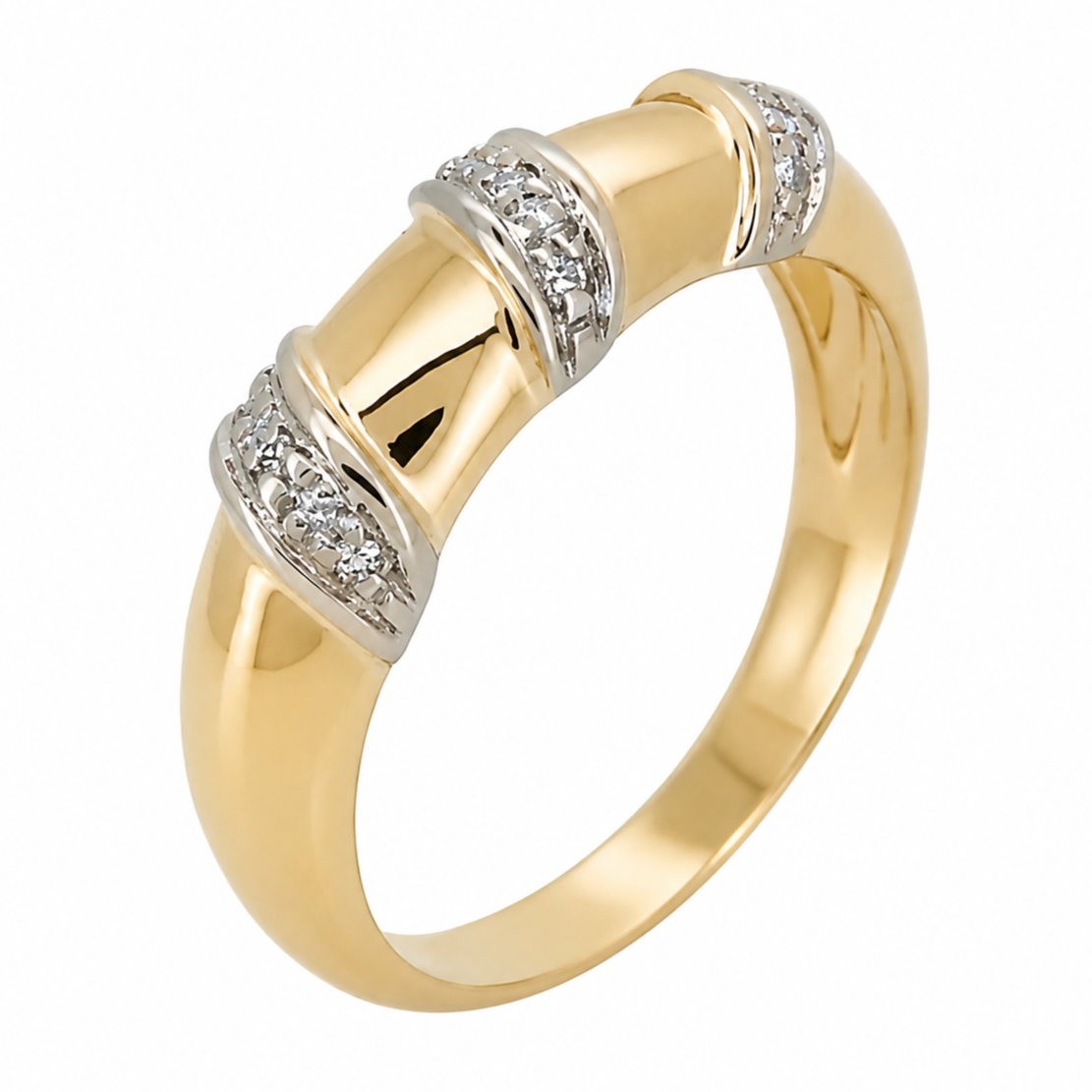 Anello - 18 carati Oro bianco, Oro giallo - 0.09ct. tw. Diamante (Naturale) - Made in Italy - Handmade