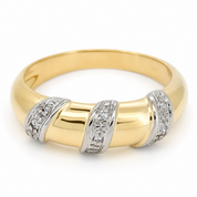 Anello - 18 carati Oro bianco, Oro giallo - 0.09ct. tw. Diamante (Naturale) - Made in Italy - Handmade