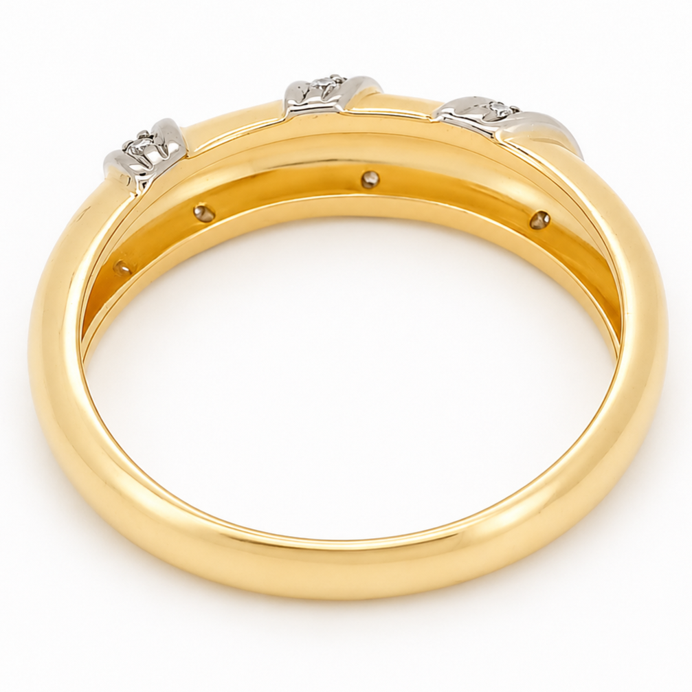 Anello - 18 carati Oro bianco, Oro giallo - 0.09ct. tw. Diamante (Naturale) - Made in Italy - Handmade