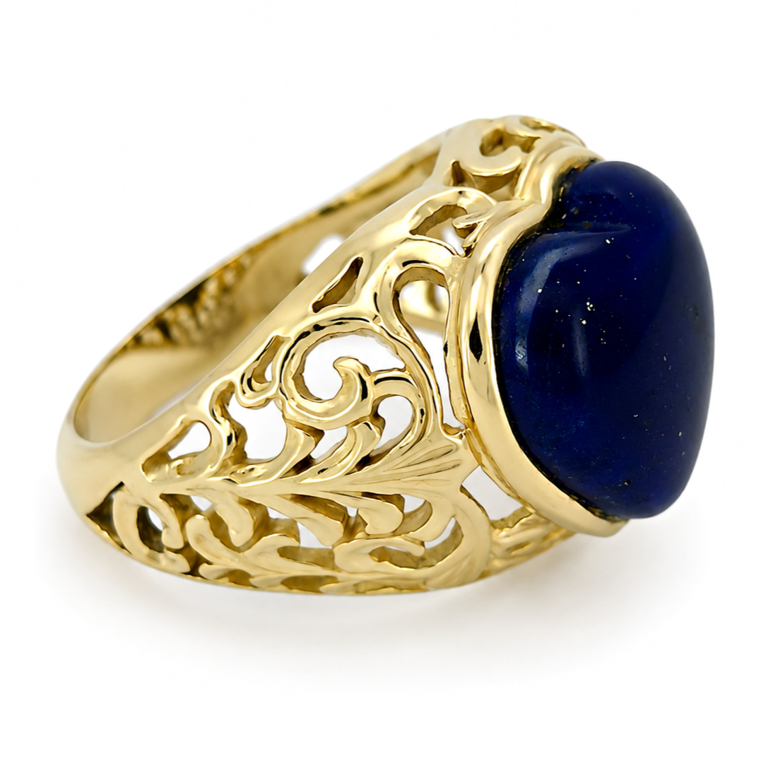 Anello - 18 carati Oro giallo - 8.00ct. tw. Lapislazzuli - Made in Italy - Handmade