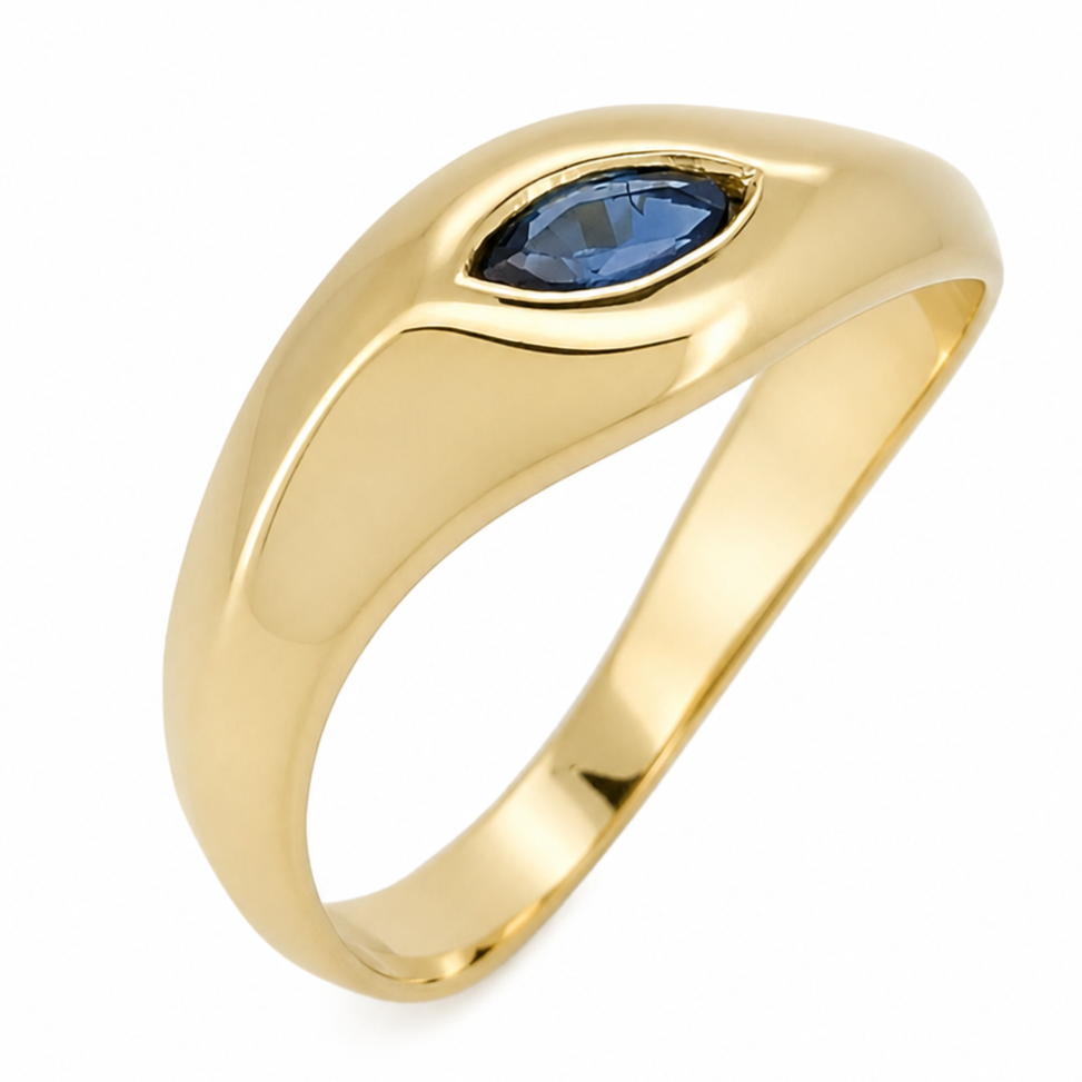 Anello - 18 carati Oro giallo - 0.15ct. tw. Zaffiro - Made in Italy - Handmade