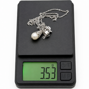 Collana - 18 carati Oro bianco Perla - Made in Italy - Handmade