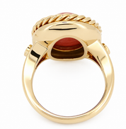 Anello - 18 carati Oro giallo - 0.10ct. tw. Diamante (Naturale) - Corallo - Made in Italy - Handmade