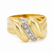 Anello - 18 carati Oro bianco, Oro giallo - 0.06ct. tw. Diamante (Naturale) - Made in Italy - Handmade