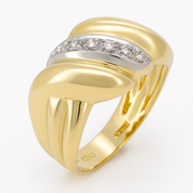 Anello - 18 carati Oro bianco, Oro giallo - 0.06ct. tw. Diamante (Naturale) - Made in Italy - Handmade