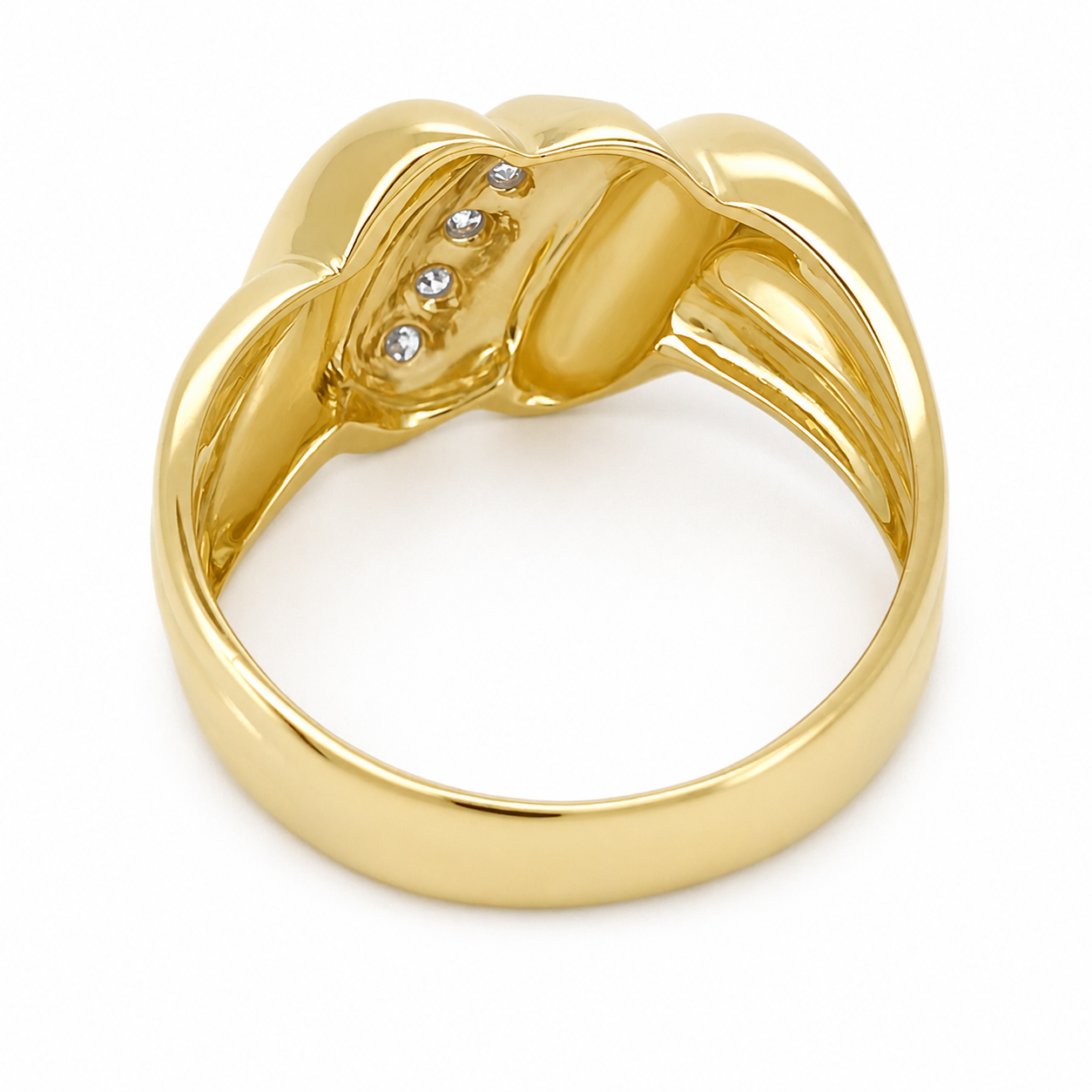 Anello - 18 carati Oro bianco, Oro giallo - 0.06ct. tw. Diamante (Naturale) - Made in Italy - Handmade