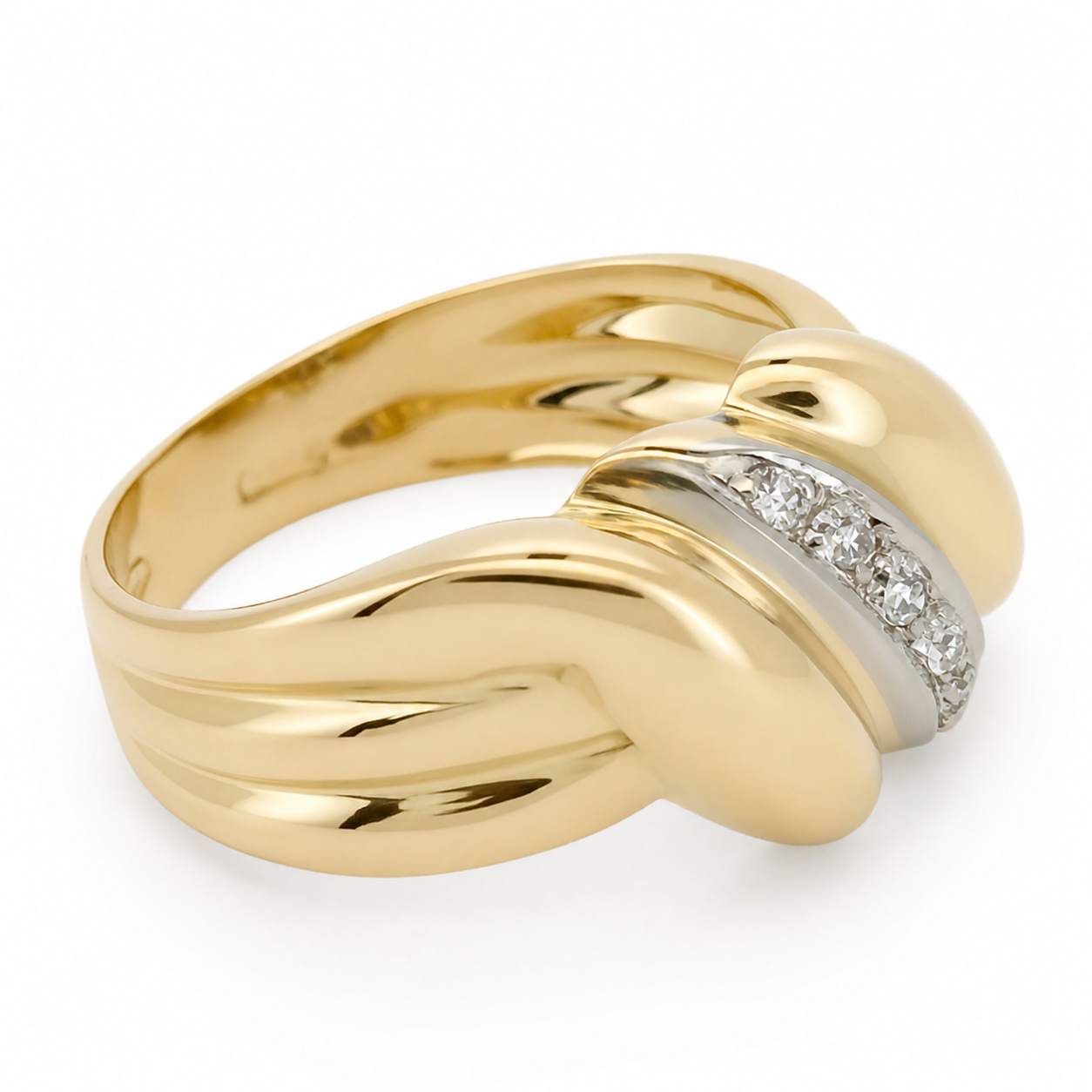 Anello - 18 carati Oro bianco, Oro giallo - 0.06ct. tw. Diamante (Naturale) - Made in Italy - Handmade