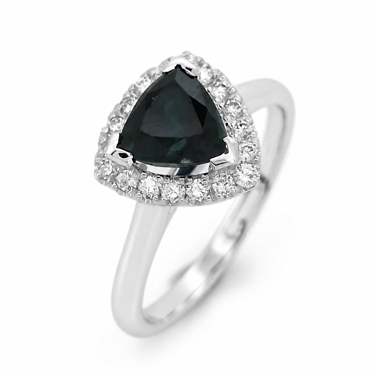 Anello - 14 carati Oro bianco Zaffiro - Diamante - Made in Italy - Handmade