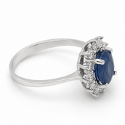 Anello - 14 carati Oro  Bianco Zaffiro - Diamante - Made in Italy - Handmade