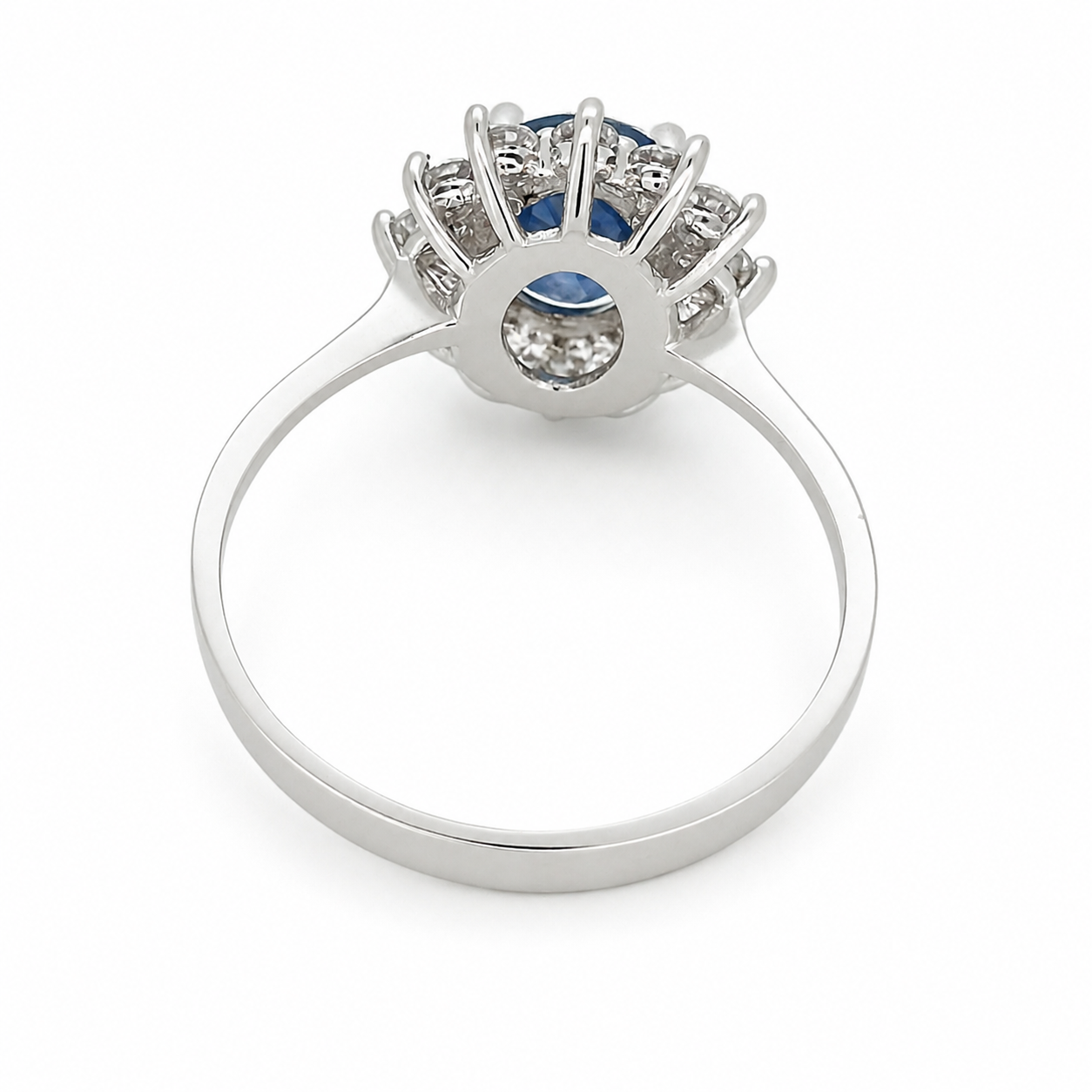 Anello - 14 carati Oro  Bianco Zaffiro - Diamante - Made in Italy - Handmade