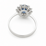 Anello - 14 carati Oro  Bianco Zaffiro - Diamante - Made in Italy - Handmade