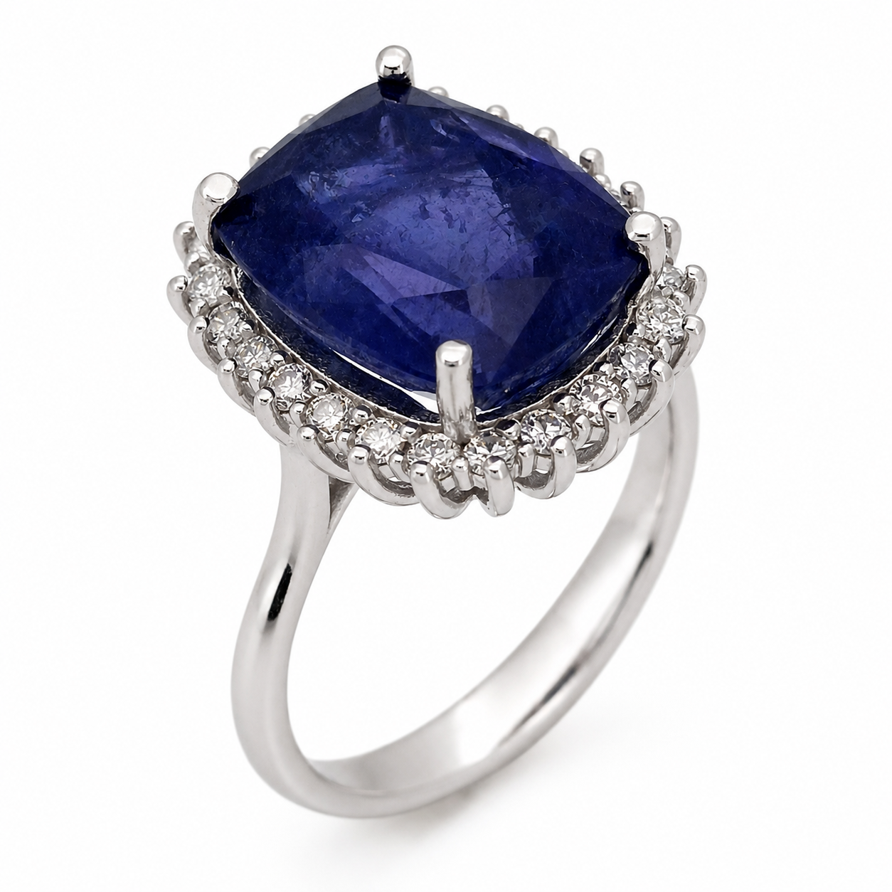 Anello - 18 carati Oro bianco - 7.90ct. tw. Tanzanite - Diamante - Made in Italy - Handmade