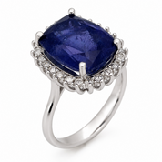 Anello - 18 carati Oro bianco - 7.90ct. tw. Tanzanite - Diamante - Made in Italy - Handmade